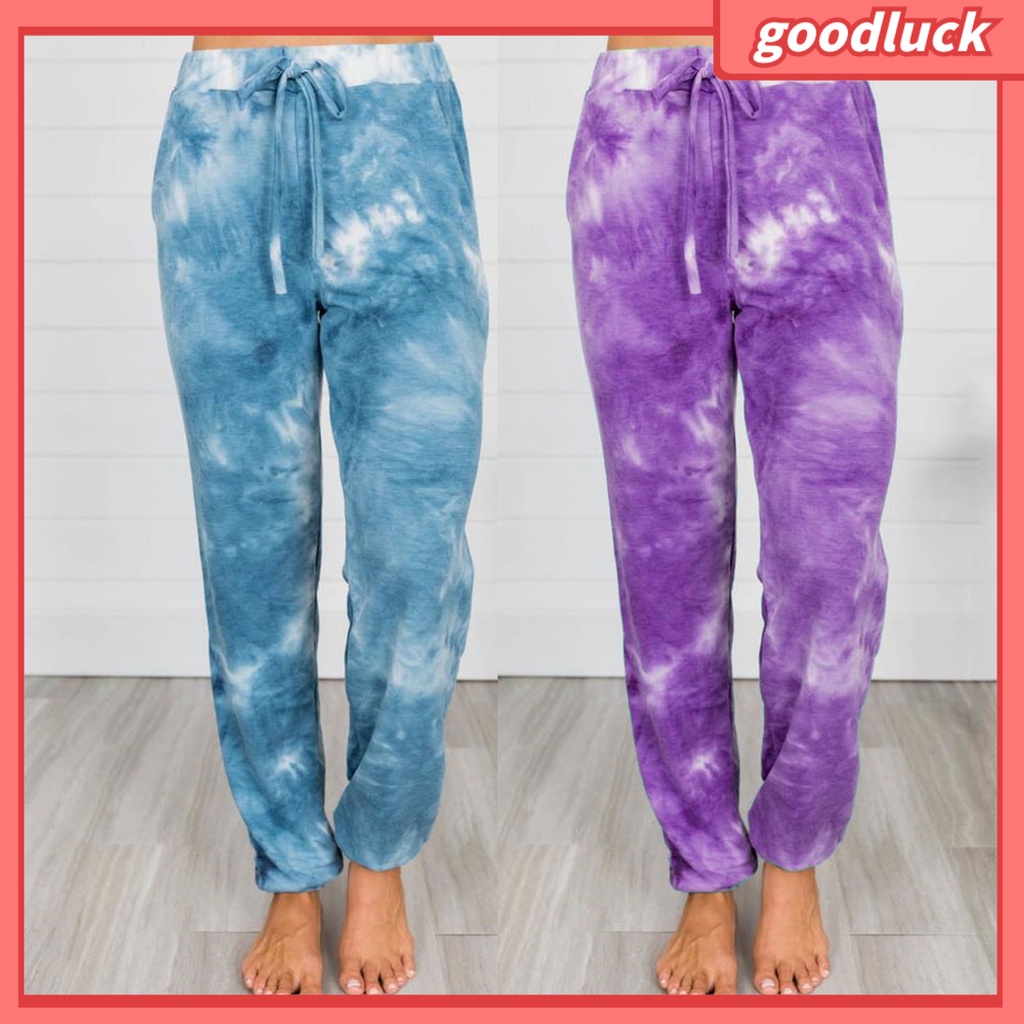 Quần Thể Thao Dây Rút Dáng Suông Nhuộm Màu Có Túi Thời Trang Mùa Hè Cho Nữ