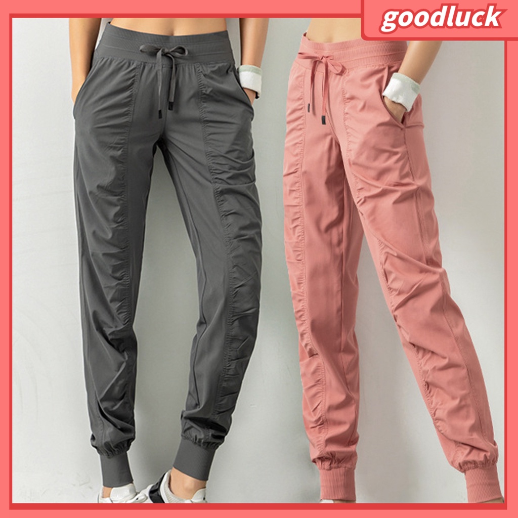 [ULK] Quần Bó Sát Lưng Cao Tới Mắt Cá Chân Màu Trơn Có Dây Rút Dành Cho Bạn Nữ