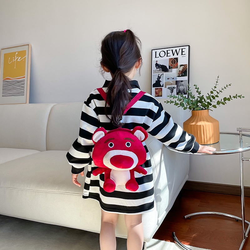 Ba Lô Đi Học Cỡ Lớn Thoáng Khí Chống Thấm Nước In Họa Tiết Gấu / Dâu Tây Xinh Xắn Thời Trang Cho Bé