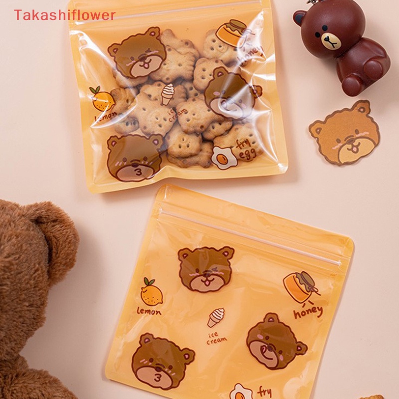 Set 10 Túi Đựng Bánh Kẹo Có Khóa Kéo Họa Tiết Hoạt Hình Dễ Thương