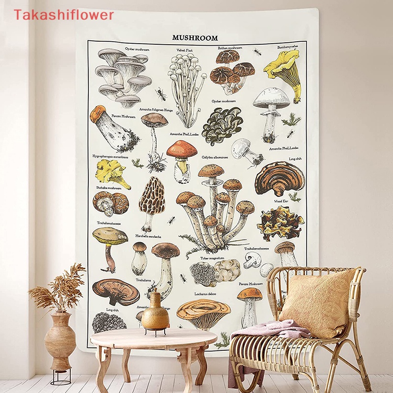 (Takashiflower) Thảm Treo Tường Trang Trí Nội Thất Hình Nấm Bảng Nhận Dạng Mycoy Champignon
