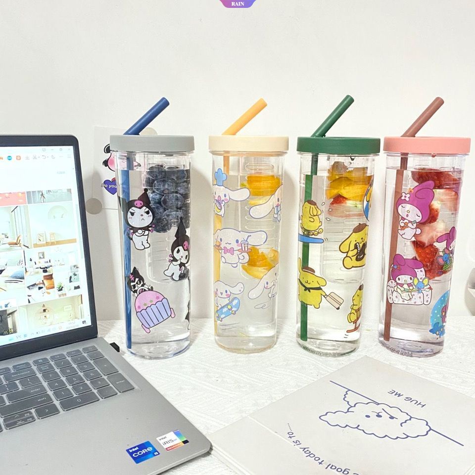 Cốc Uống Nước Bằng Nhựa Dung Tích Lớn 700ML In Họa Tiết Hoạt Hình Sanrio Cinnamoroll My Melody Kuromi Pom Pom