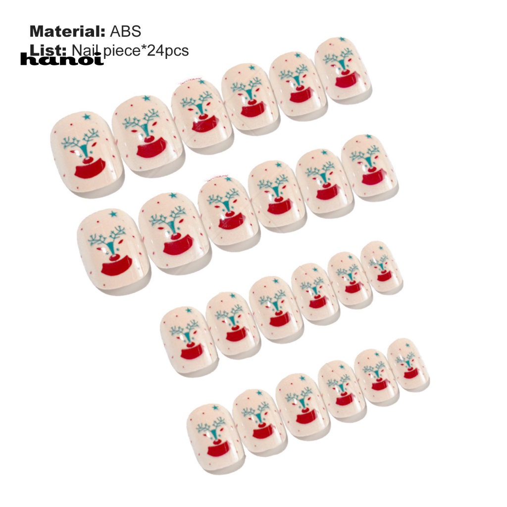 Set 24 Móng Tay Giả Che Phủ Toàn Diện Tự Dính DIY Phong Cách Giáng Sinh Cho Bé