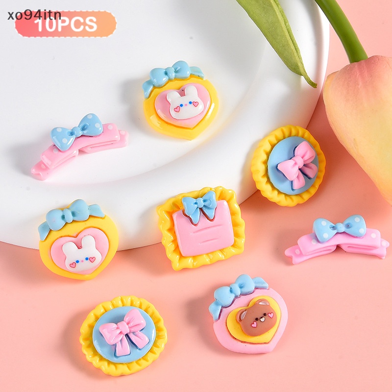 Set 10 Tượng Thỏ Mini Bằng Nhựa Resin Trang Trí Bánh Kem / Điện Thoại
