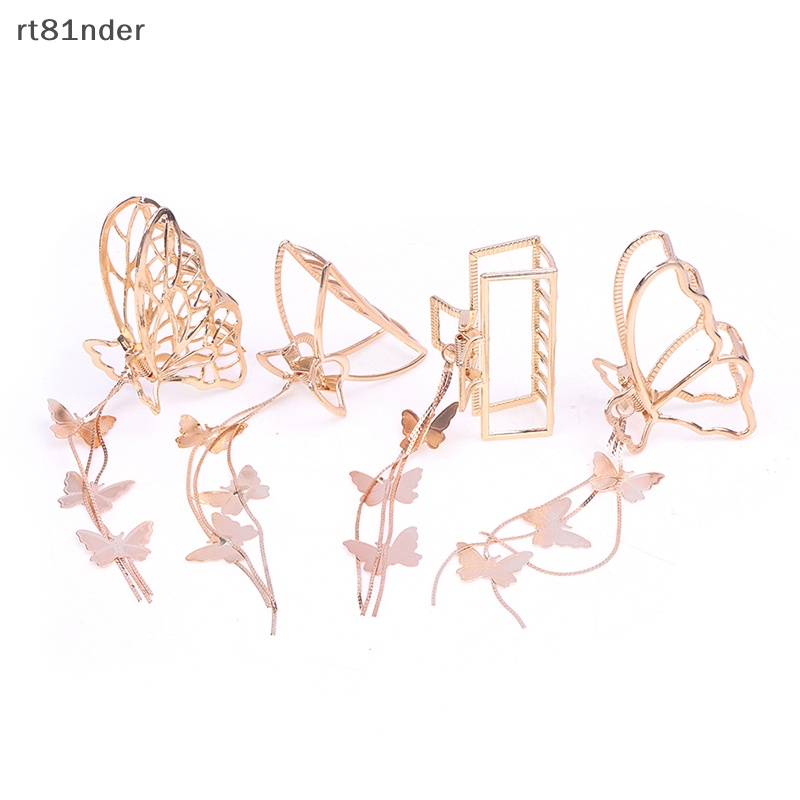 Kẹp Tóc Hình Bướm Lớn Màu Vàng Đính Ngọc Trai Phong Cách Vintage Thanh Lịch