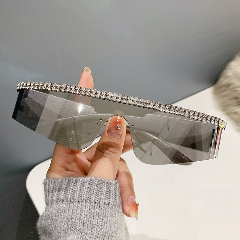 Kính Mát Không Gọng Đính Đá Nhiều Màu Sắc Phong Cách Thể Thao