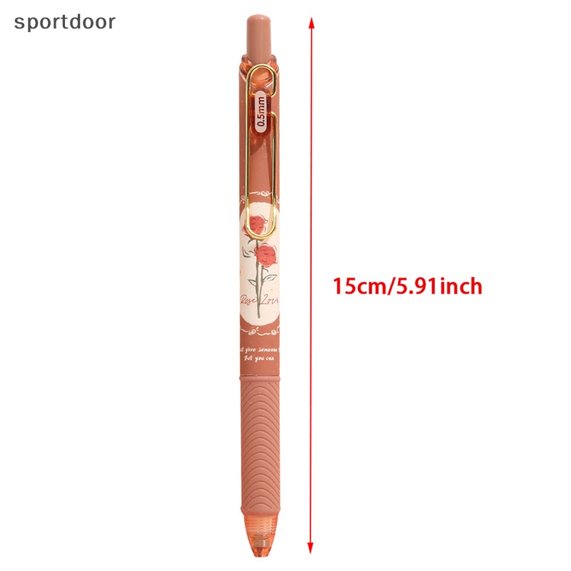 Bút Bi Mực Đen Ngòi 0.5mm Họa Tiết Hoa Hồng Và Hoa Phong Cách Retro