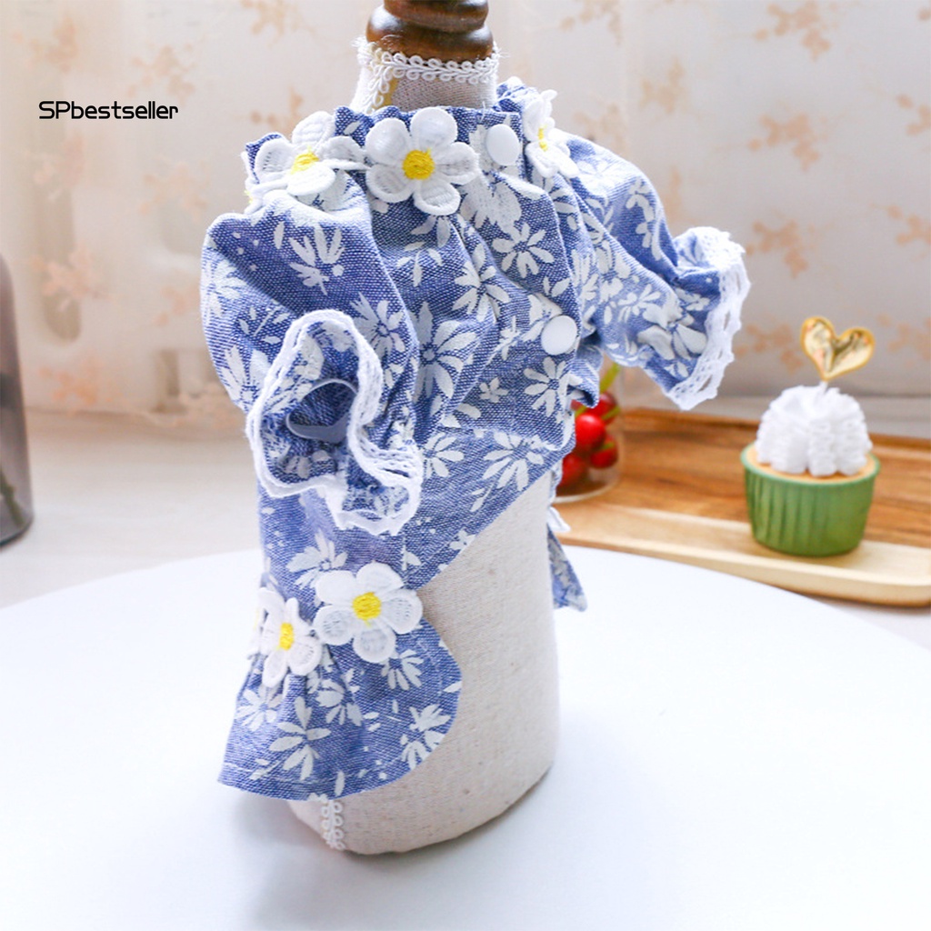 Spbestsellwr Đầm Công Chúa Hai Lớp Bằng Polyester Viền Bèo In Hoa Cho Cún Cưng Dự Tiệc