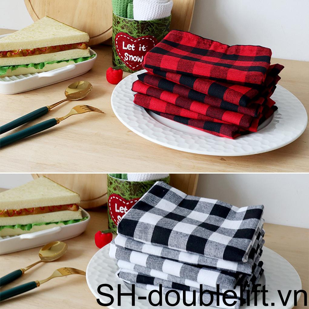 Set 6 Khăn Ăn Cotton Hình Vuông Màu Đỏ Đen Đa Ứng Dụng