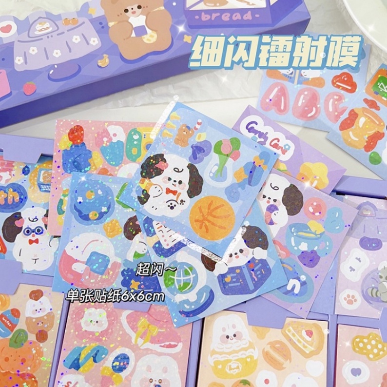 Hộp 200 Nhãn Dán Tự Trang Trí Sổ Tay Chống Nước Họa Tiết Hoạt Hình MOMO Dễ Thương Sáng Tạo DIY