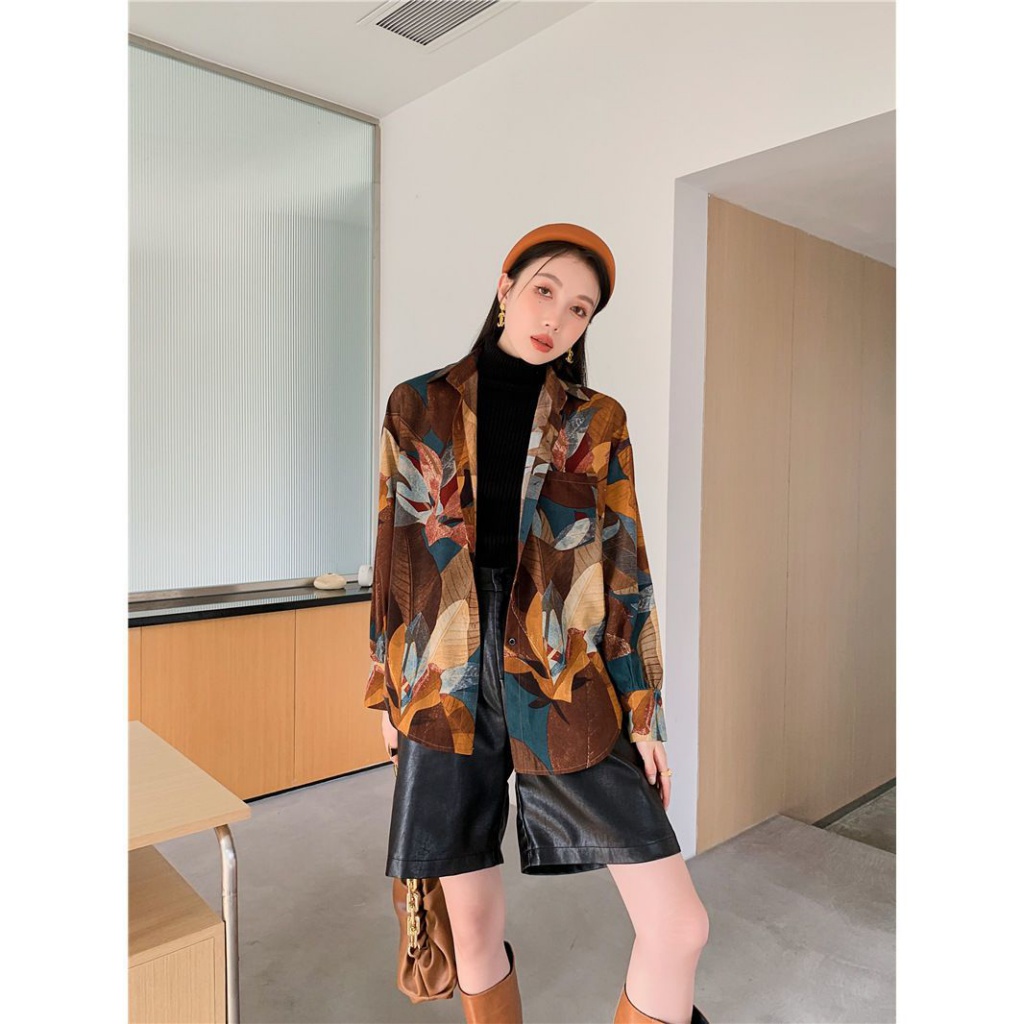 Áo Sơ Mi Nữ Tay Dài Dáng Rộng Phong Cách Hàn Quốc