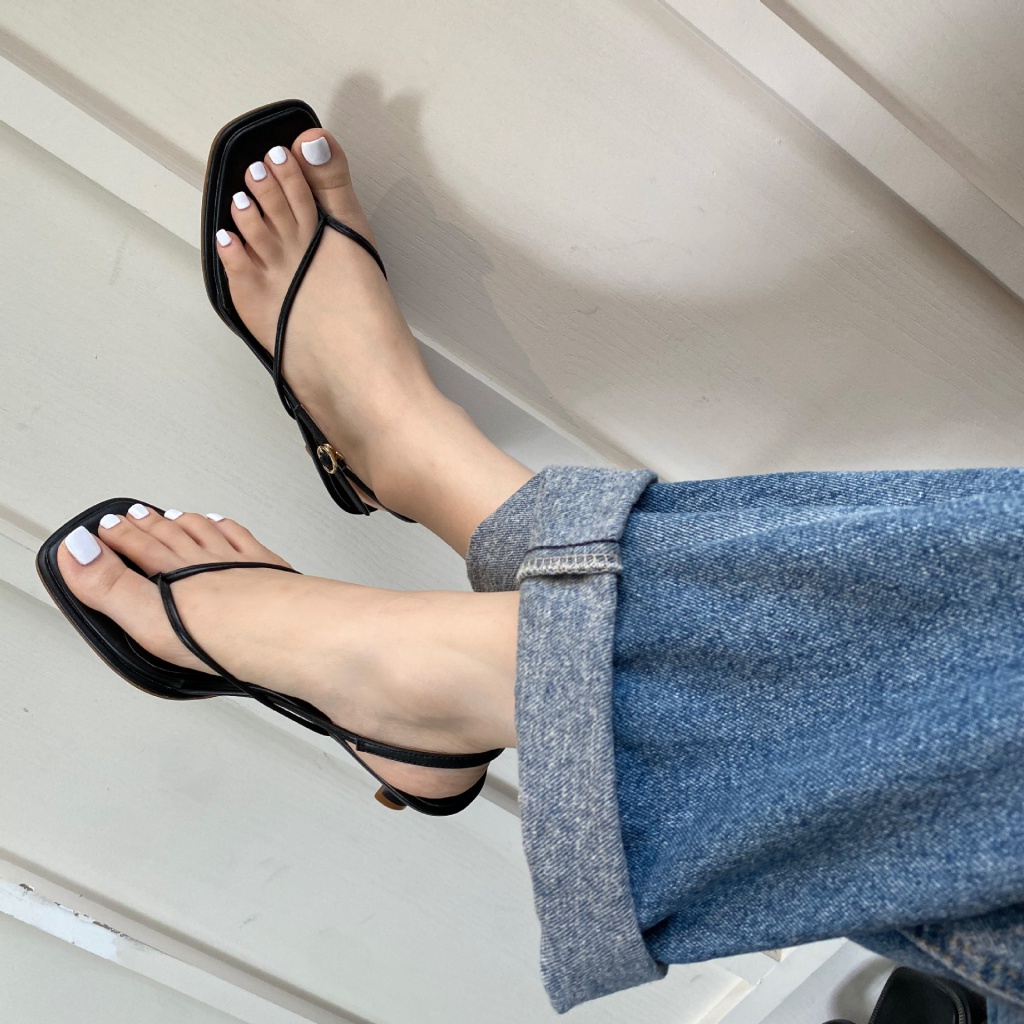 Sandal Cao Gót Mũi Vuông Thiết Kế Mới Thời Trang Mùa Hè 2023 Dành Cho Nữ