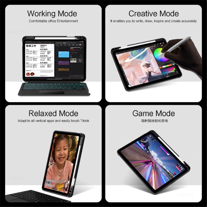 Ốp Máy Tính Bảng Da Có Bàn Phím Cảm Ứng Cho iPad 10 9 8 7 Gen Air 5 Pro 11 "12.9" 10.2 "10.9"