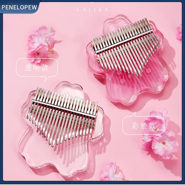 Đàn Kalimba 17 / 21 Phím Hình Hoa Đào Bằng Acrylic Cho Bé