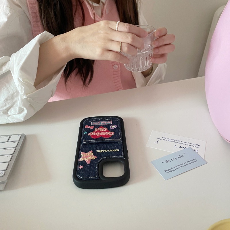 Ốp Điện Thoại Vải denim Có Ngăn Đựng Thẻ Cho iPhone 11 12 12Pro 12promax 13 14 13Pro 13promax 14Pro 14promax 13promax