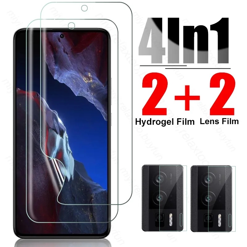4-in-1 Full Cover HD Hydrogel Soft Film screen protector lens film For Poco F5 Pro 5G x4 M4 F4 GT PocoF5 Poko Little F 5 F5Pro 5F 5G