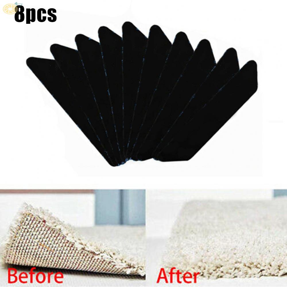 【VARSTR】8Pcs/Set Reusable Carpet Rug Grippers Corner-Area Rubber-Anti Curling Non-Slip