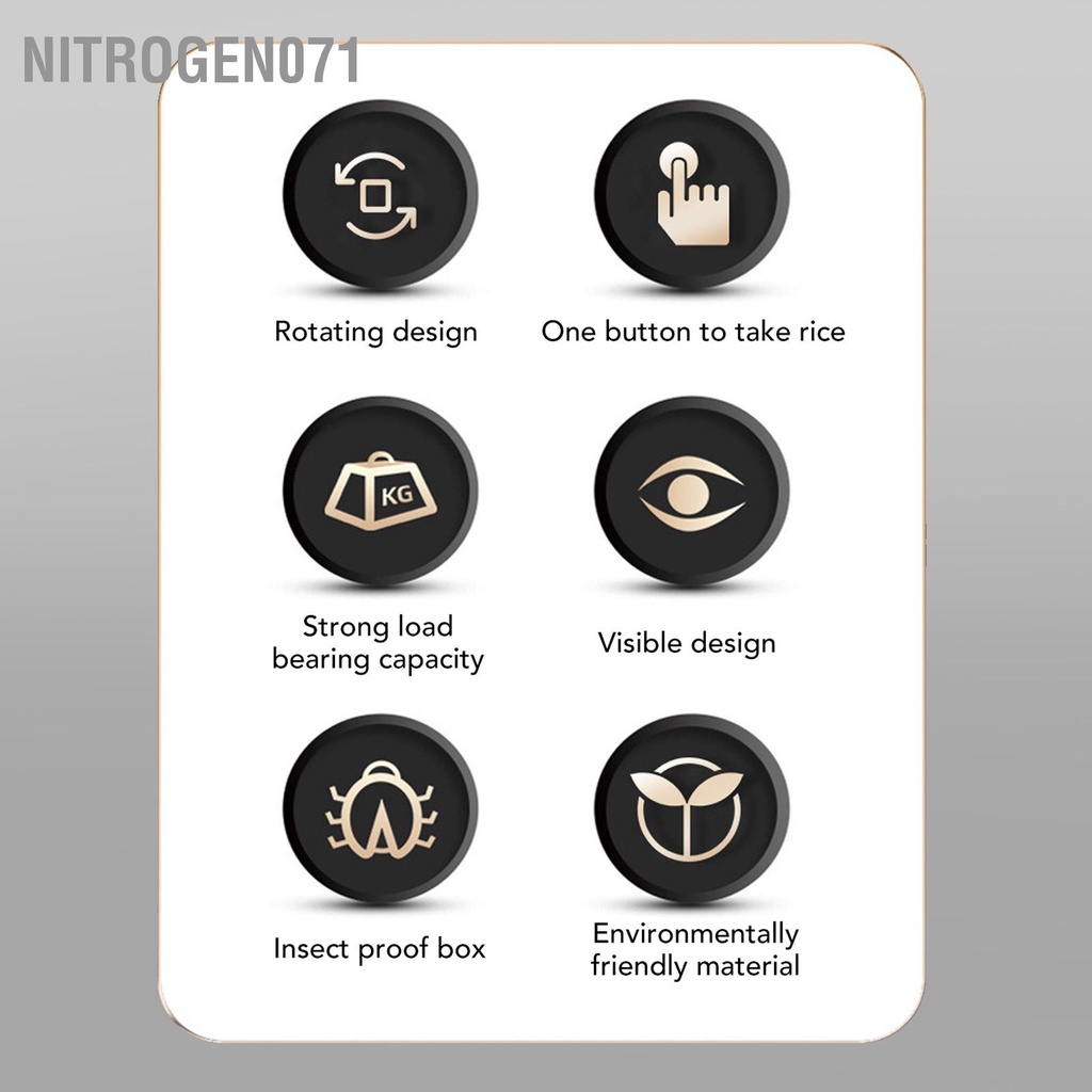 Nitrogen071 Xoay Được Ngũ Cốc Hộp Bảo Quản 6 Lưới 6Kg 360 Độ Cơm Đựng Gạo Đậu Hạt Hộ Gia Đình Nhà Bếp