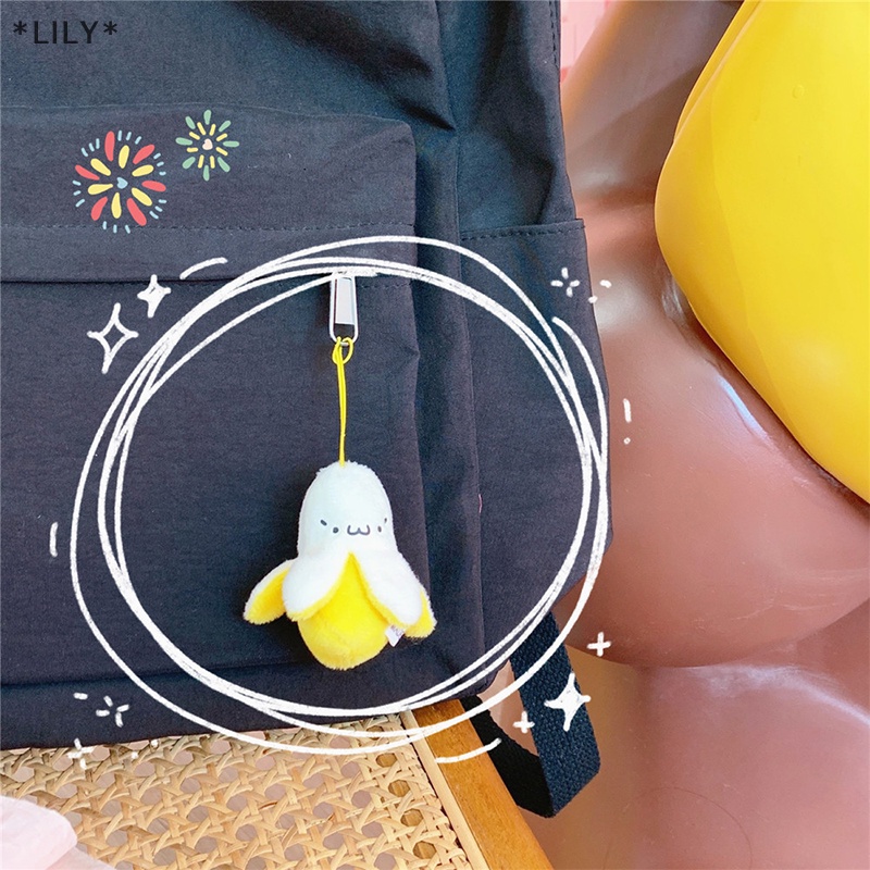 Lily phim hoạt hình sang trọng chuối Keychain chuối Mặt dây chuyền Búp Bê Móc Chìa Khóa Túi xe Móc khóa quà Tặng uuu