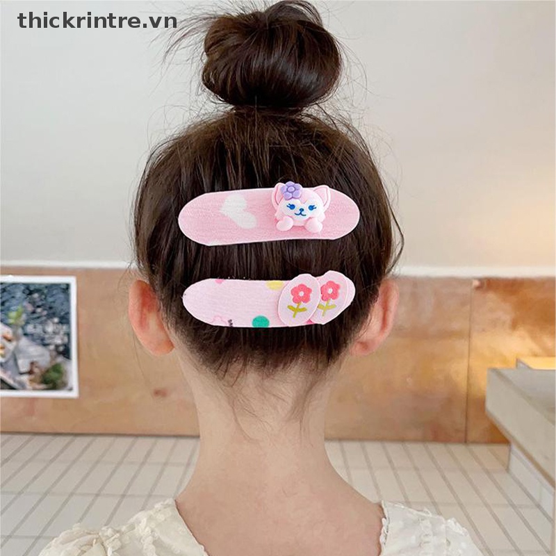 Bộ 4 Kẹp Tóc Họa Tiết Hoạt Hình Dễ Thương Cho Bé Gái