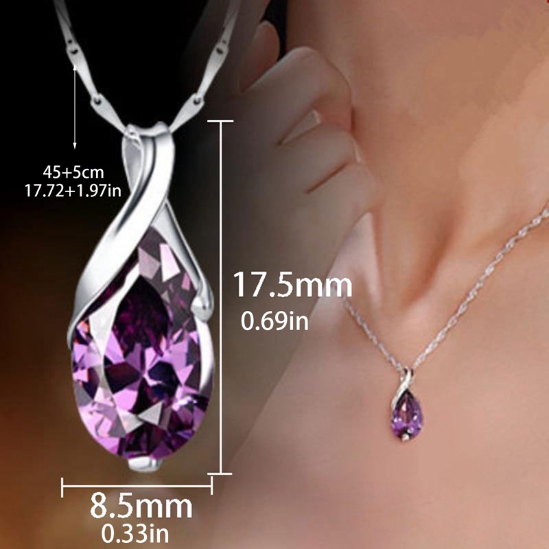Ygt Vòng cổ Đính Đá Zircon Hình Giọt Nước Màu Tím Đẹp Mắt Dành Cho Nữ