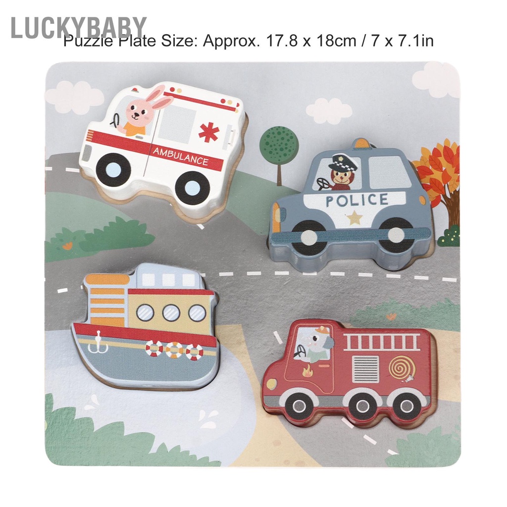 LUCKYBABY Câu đố về âm thanh trên ô tô dành cho trẻ mới biết đi Nhận dạng hình Giáo dục Đồ chơi ghép em bằng gỗ bé trai và gái