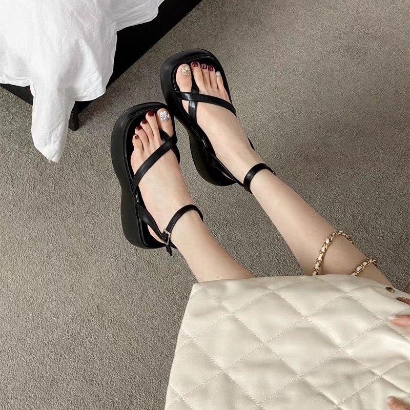 Xăng đan denim Hở Ngón Đế Xuồng Dày Dặn Phong Cách Thời Trang Roman Hàng Mới Dành Cho Bạn Nữ