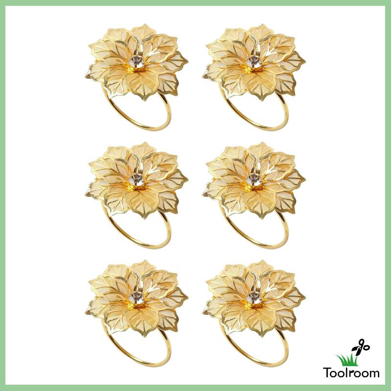 Set 6 Vòng Khóa Khăn Ăn Hình Hoa Đính Đá Trang Trí Sự Kiện / Sinh Nhật / Sự Kiện