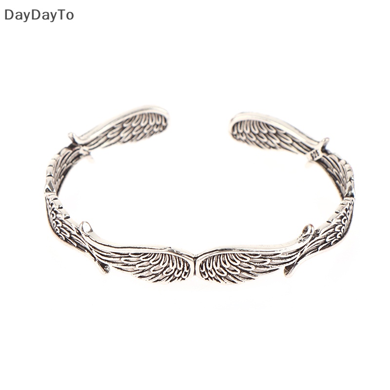 Vòng Tay Hở Bằng Kim Loại Hình Đôi Cánh Thiên Thần Phong Cách Retro Cá Tính Dành Cho Nam Nữ