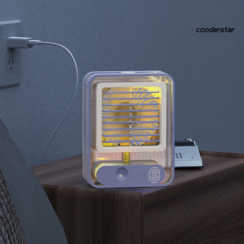 Quạt Làm Mát 3 Cánh 3 Lưỡi Siêu Âm Đèn Ngủ Nhiều Màu Sắc 2 Trong 1 Có Thể Sạc Lại Dùng Trong Văn Phòng