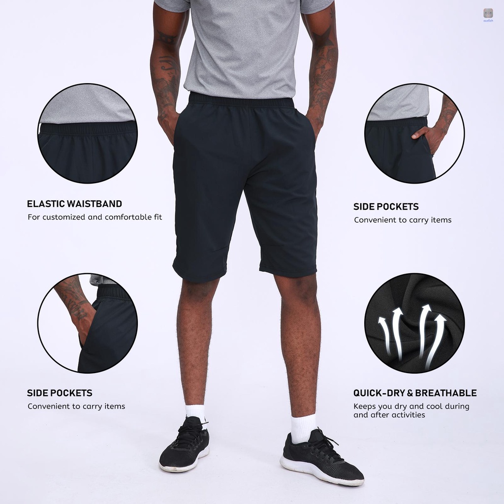 Quần Short Thể Thao Lưng Thun Phối Túi Bên Hông Nhanh Khô Thời Trang Cho Nam