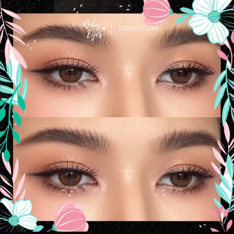 Kính áp tròng Lens Hàn Ruby Eyes Nâu tự nhiên Brown 397-1 độ ẩm 42% silicone hydrogel