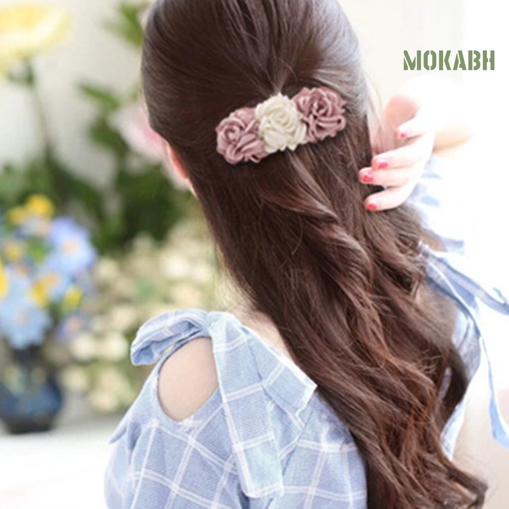 Kẹp Tóc Co Giãn Họa Tiết Hoa Màu Sắc Tươi Tắn Cho Nữ