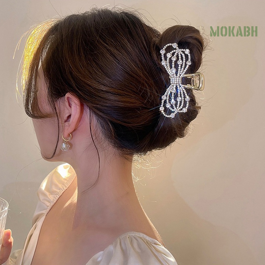 Kẹp Tóc Nơ Đính Đá Và Ngọc Trai Giả Phong Cách Hàn Quốc