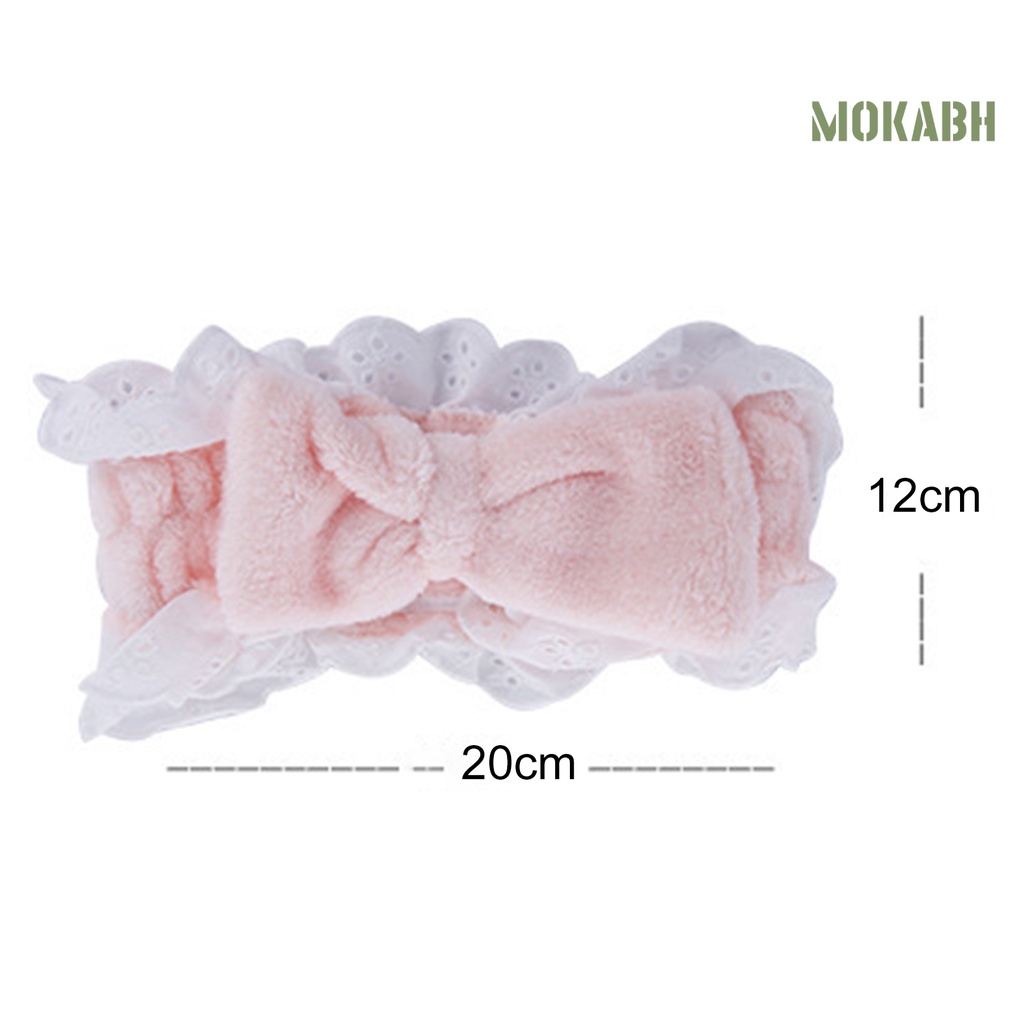 [Mok Abh] Băng Đô Thắt Nơ Bằng Lông Cừu San Hô Dày Mềm Co Giãn Chống Dầu Trang Trí Tóc Dành Cho Nữ