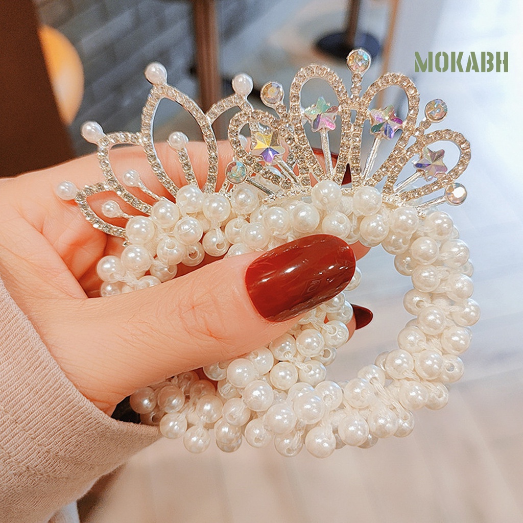 Dây Buộc Tóc Hình Vương Miện Đính Đá Màu Sắc Xinh Xắn Cho Nữ