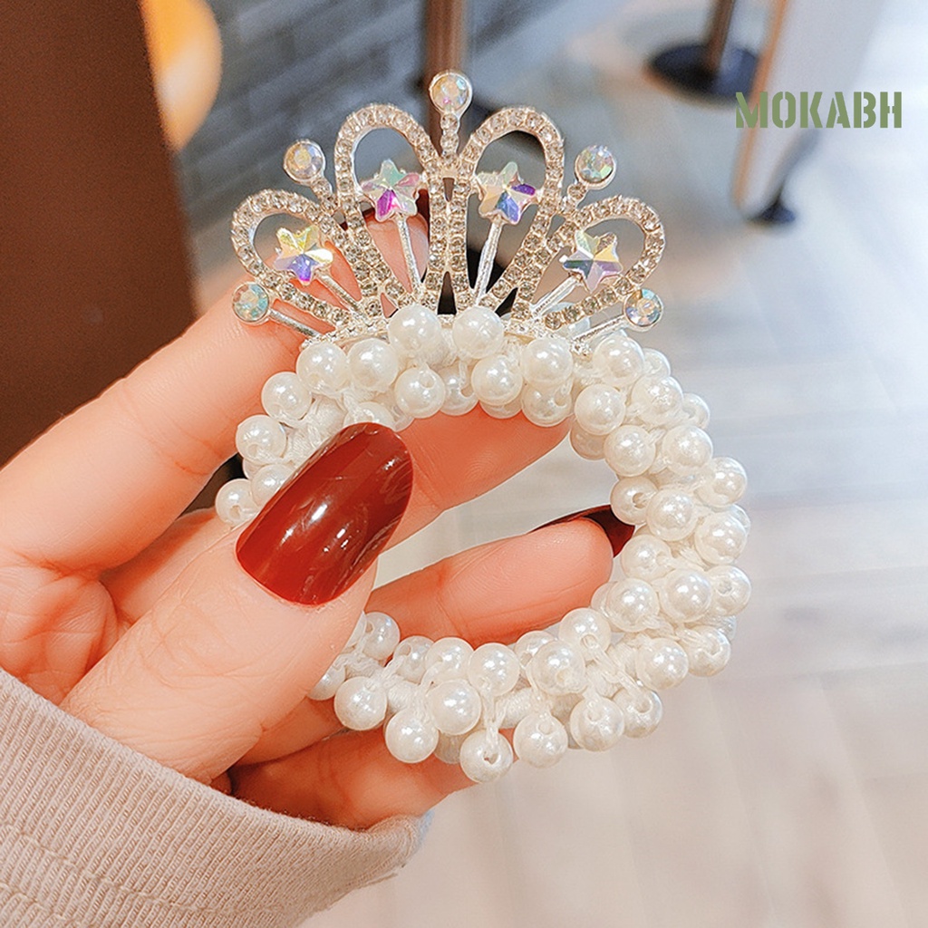 Dây Buộc Tóc Hình Vương Miện Đính Đá Màu Sắc Xinh Xắn Cho Nữ