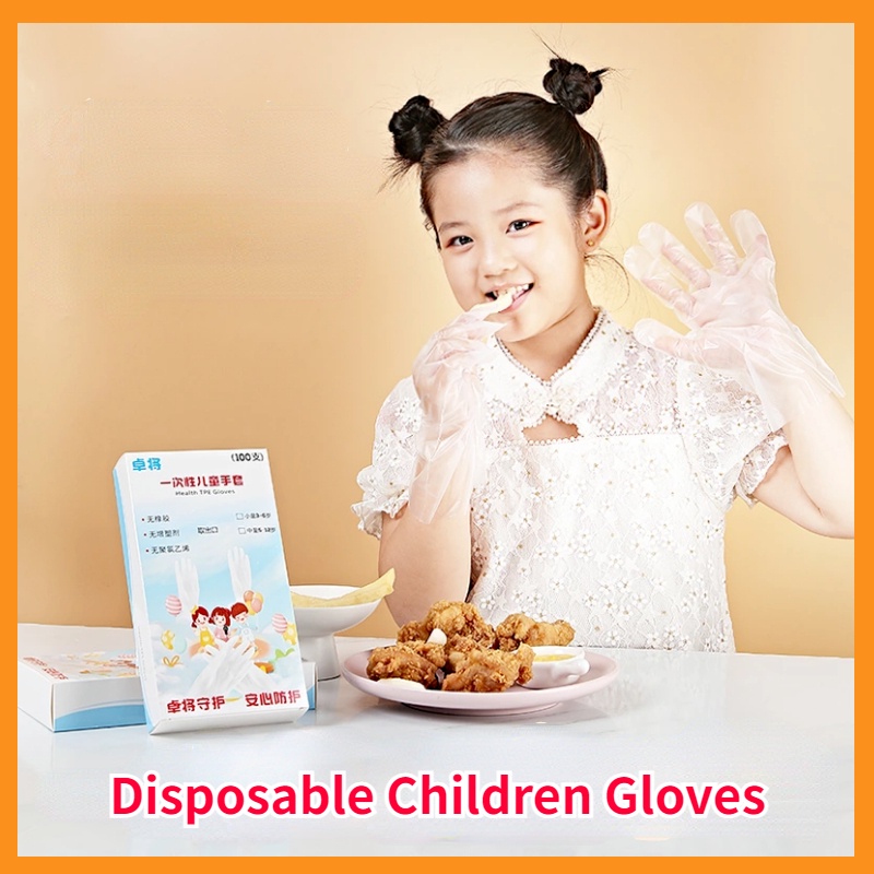 Set 100 Găng Tay TPE Sử Dụng Một Lần Cho Bé 3-12 Tuổi