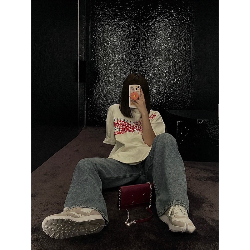 Mai-son * * Áo Thun Tay Ngắn Kiểu Băng Chéo Thời Trang Unisex