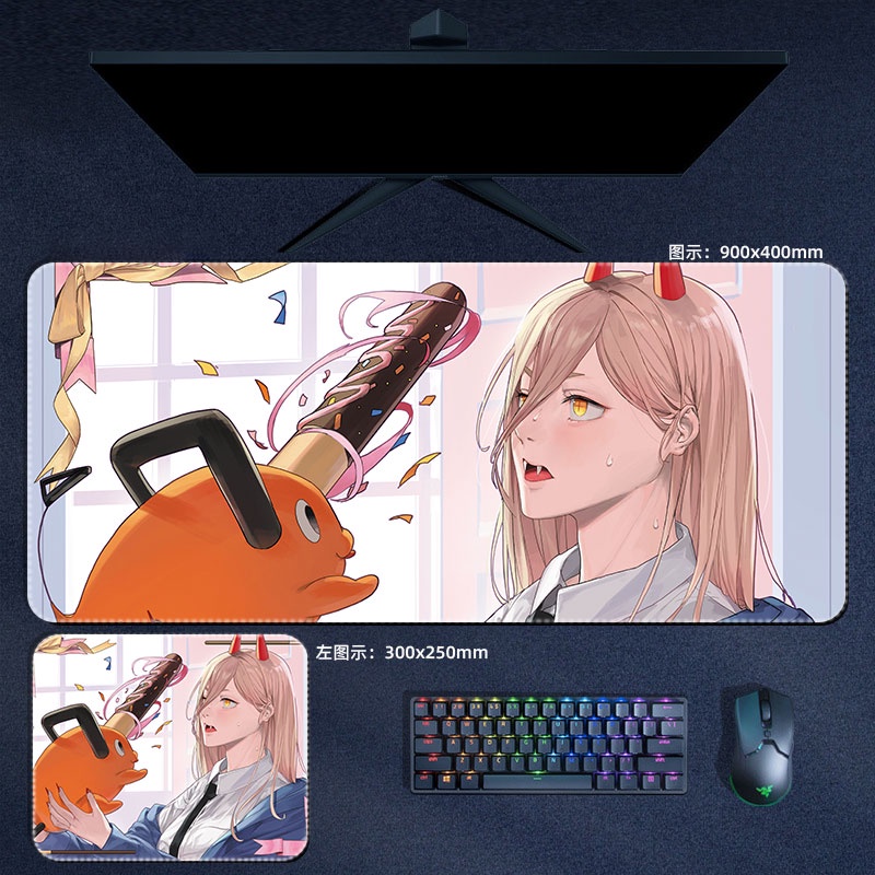 Tấm Lót Chuột Và Bàn Phím Cỡ Lớn In Hình Anime Chainsaw man Makima Power Aki Denji Dành Cho Chơi Game Máy Tính