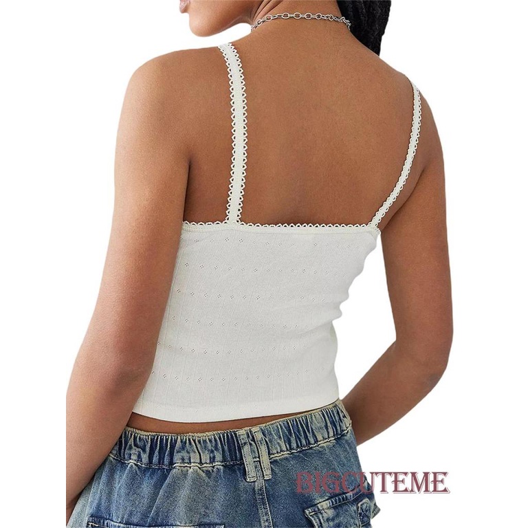 Áo Crop Top Hai Dây Jacquard Cổ Chữ V Thời Trang Mùa Hè Dành Cho Nữ