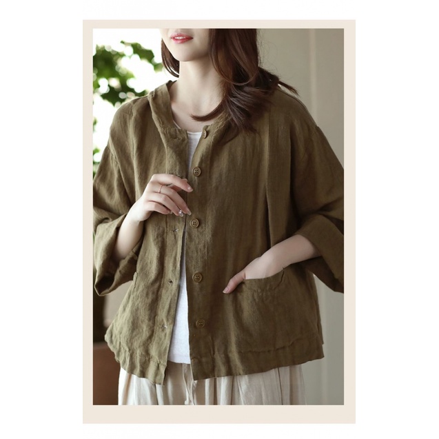 Áo Khoác Cardigan Cotton Lanh Mỏng Dáng Rộng Có Mũ Trùm Dài Tay Chống Nắng Mẫu Mới 2023
