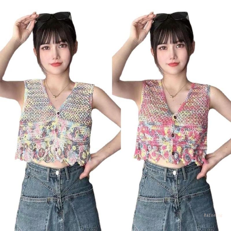 Áo Cardigan Đan Móc Nhiều Màu Không Tay Cổ Chữ V Thời Trang Mùa Hè Cho Nữ