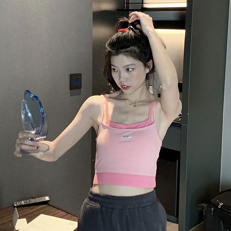 Áo thun hai dây XIYUYI in chữ phong cách Hàn Quốc thời trang mùa hè cho nữ