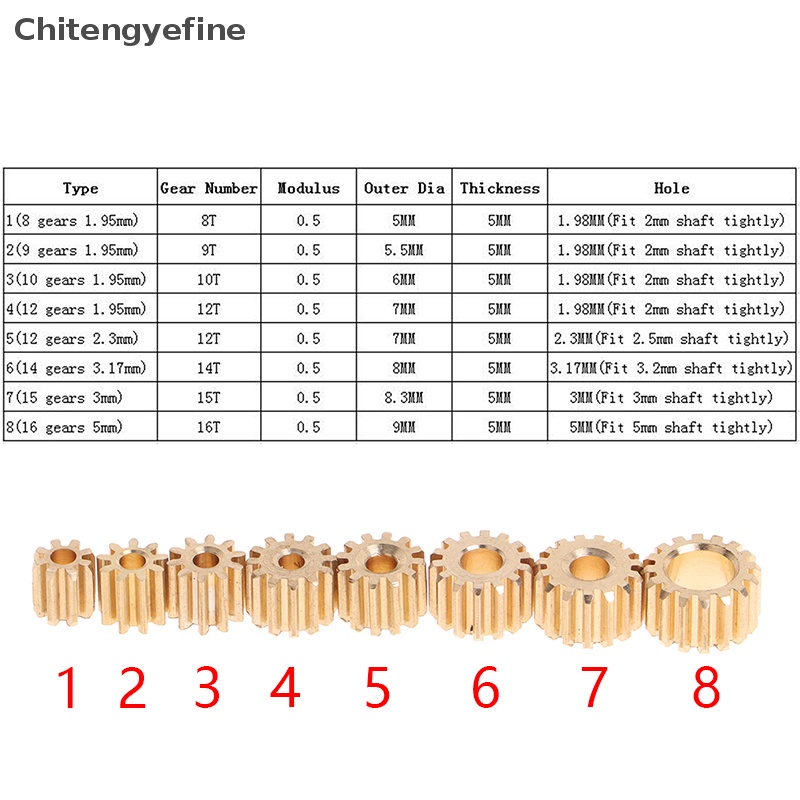 Bánh Răng Truyền Động Bằng Đồng 0.5M 8T 9T 10T 11T 12T 14T 15T 16T
