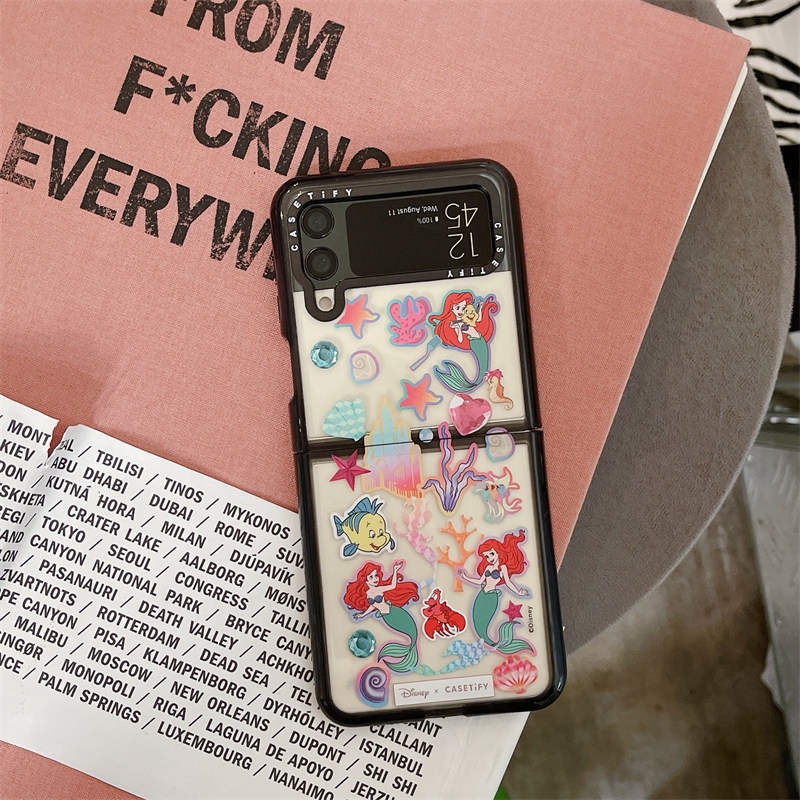 Ốp Điện Thoại Nắp Gập In Hình Công Chúa Disney Ariel CINDERELLA JASMINE Sang Trọng Cho Samsung Galaxy Z Flip 4 3 5G Z Flip 3 Flip4