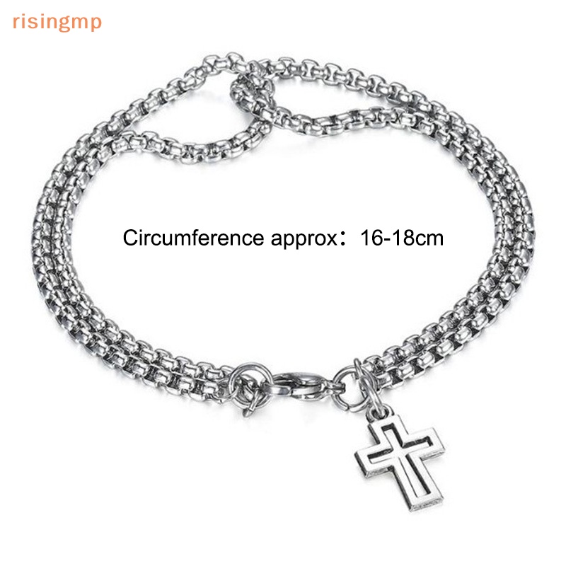 Vòng Đeo Tay Hai Lớp Bằng Thép Không Gỉ Hình Thánh Giá Thời Trang Dành Cho Nam