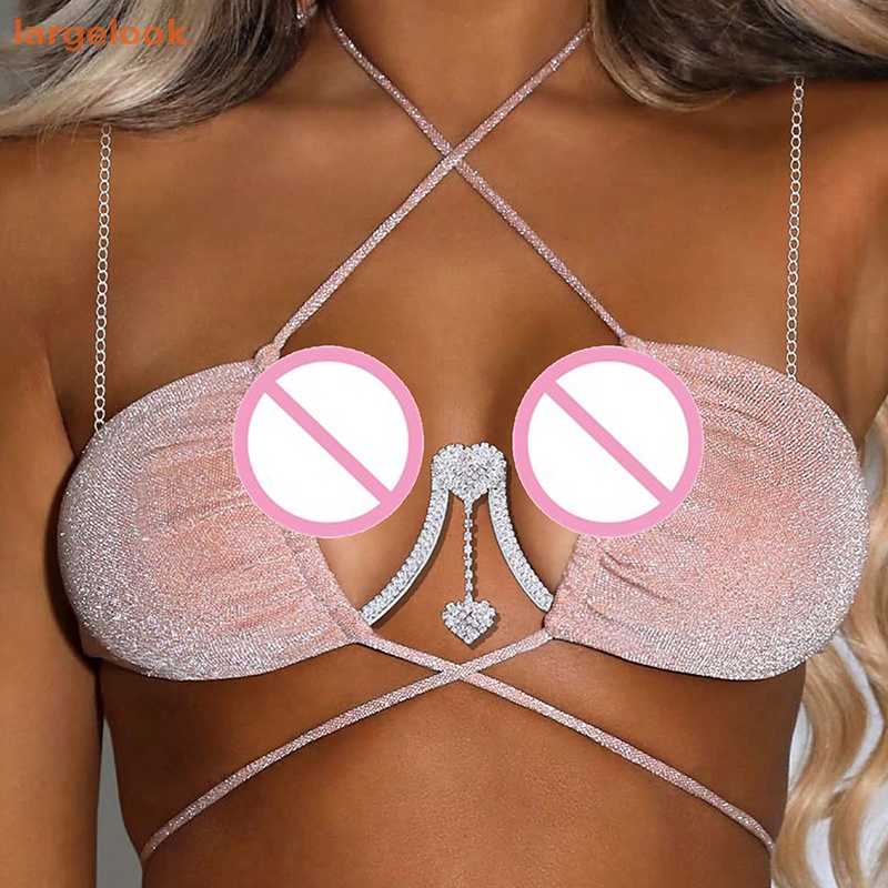 [Biglook] Dây Xích Đeo Ngực Đính Đá Hình Trái Tim Gợi Cảm Hỗ Trợ Đeo Bikini Đi Tiệc Tối Cho Nữ