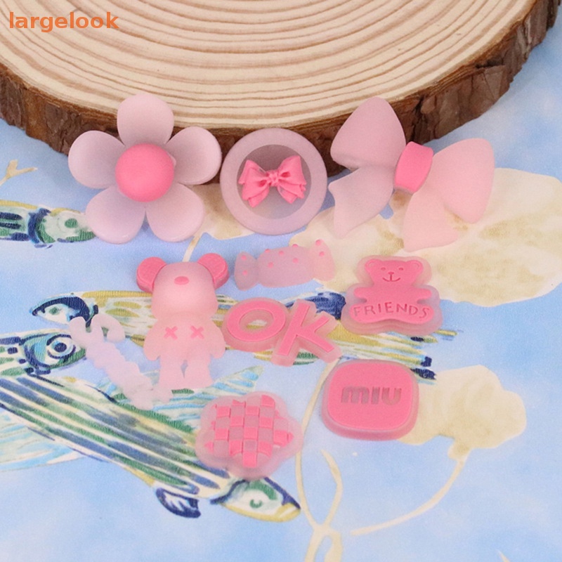 Bộ 5 Miếng Dán PVC Mềm Màu Hồng Họa Tiết Hoạt Hình Dễ Thương Dùng Trang Trí Ốp Điện Thoại DIY