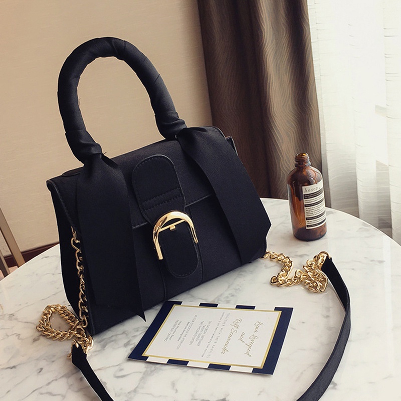 Túi Đeo Vai Phối Dây Xích Đính Nơ Phong Cách Âu Mỹ Thời Trang Cho Nữ